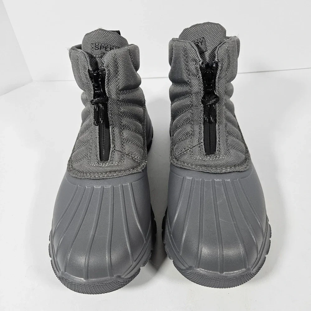 Sperry Torrent Front Zip Duck Boot Grey Waterproof STS88065 Womens 7.5